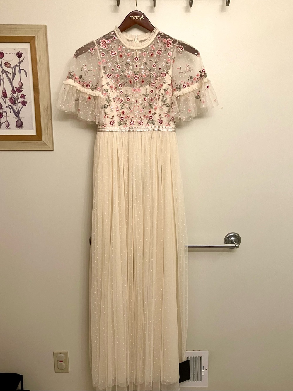 Needle & Thread Floral Embroidered Ivory Maxi Dress